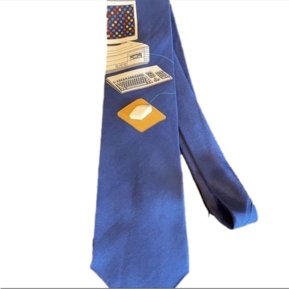 Vicky Davis Vintage Blue Tie Silk "MOUSE
TRAP" - Picture 1 of 4